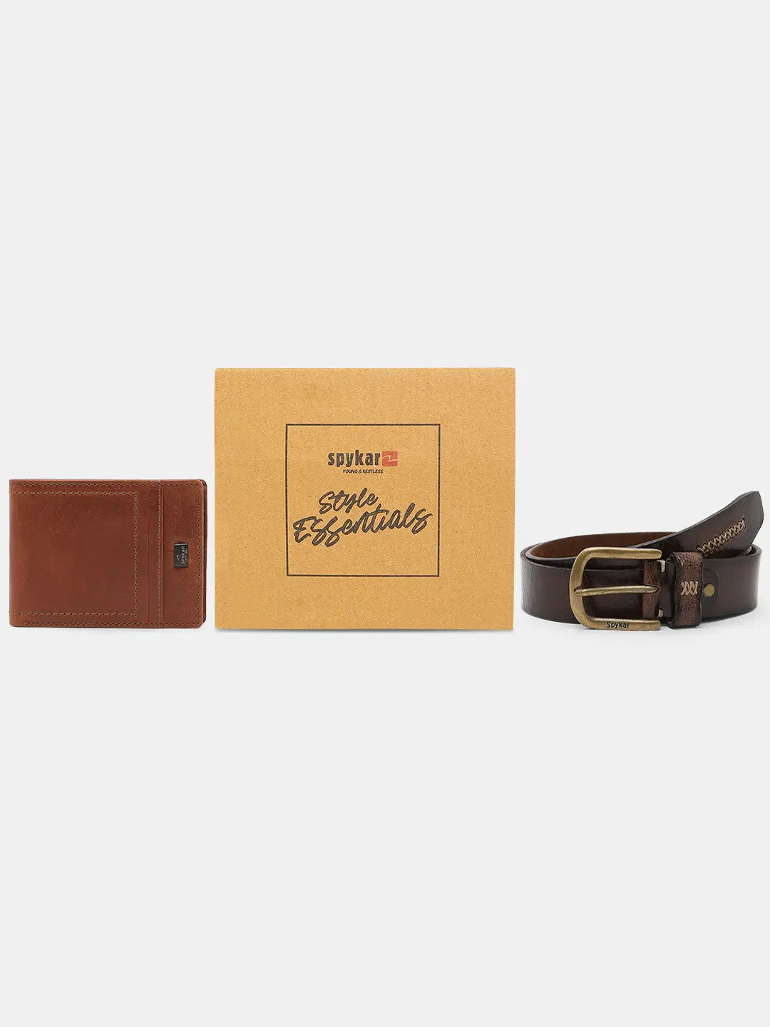 Spykar Black Leather Belt & Wallet Combo