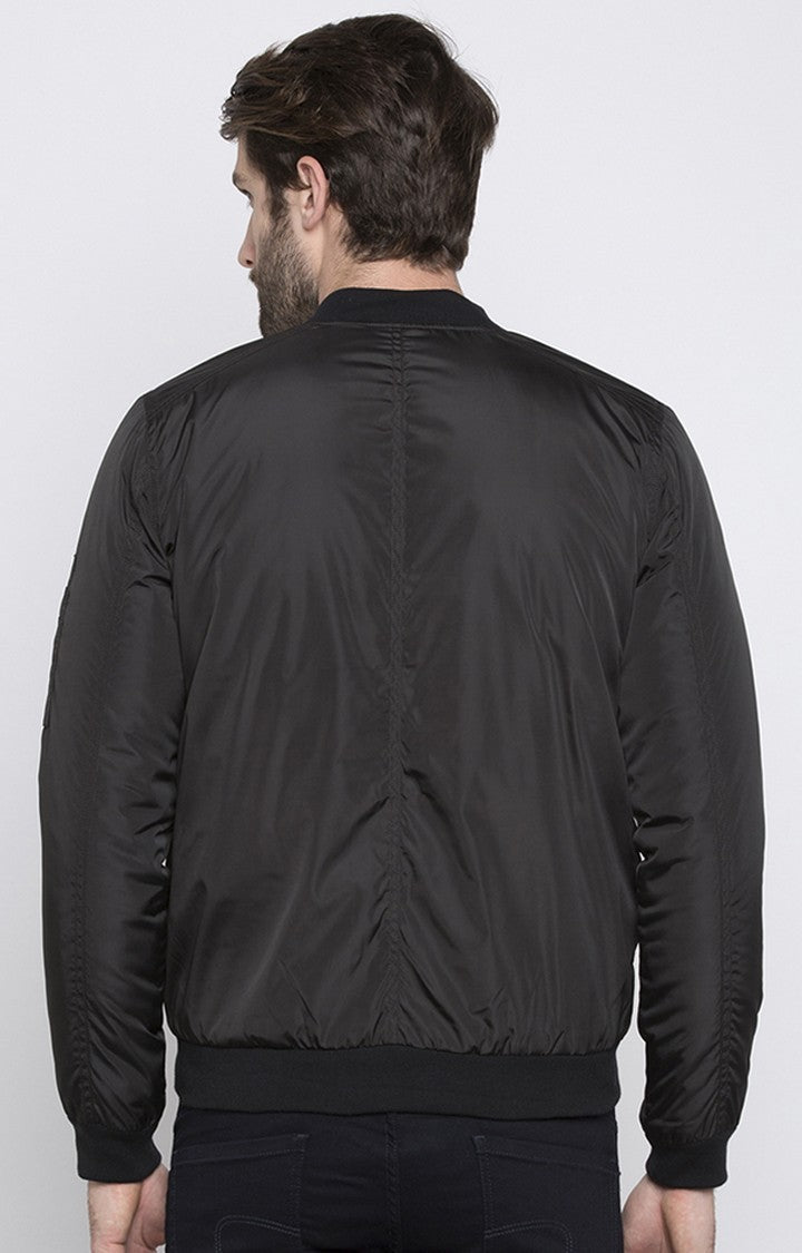 Spykar Black Polyester Regular Fit Jacket For Men