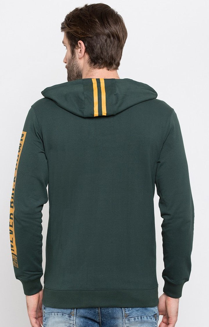 Spykar Bottle Green Solid Hoodie