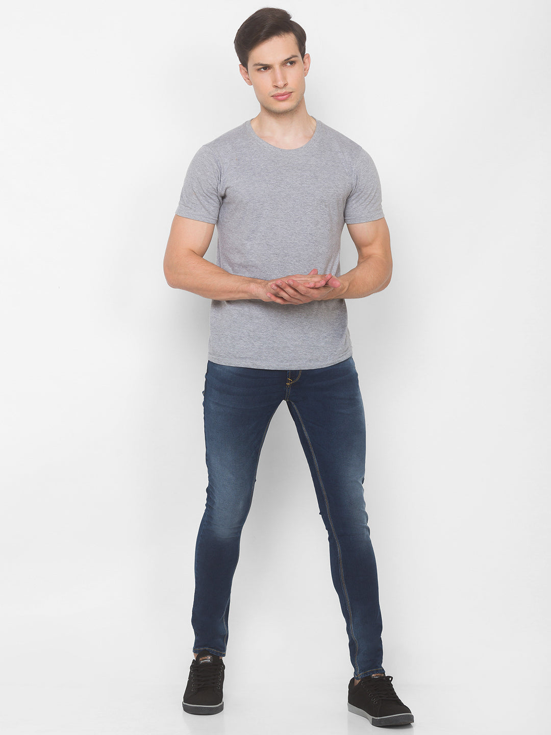 Spykar Men Blue Cotton Super Slim Fit Tapered Length Jeans (Super Skinny)