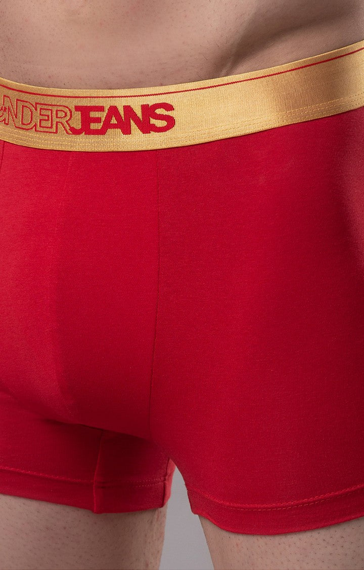 Red Cotton Trunk For Men Premium- Underjeans By Spykar