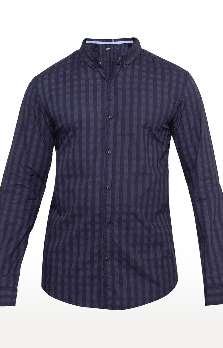 Spykar Men'S Blue Cotton Checked Casual Shirts