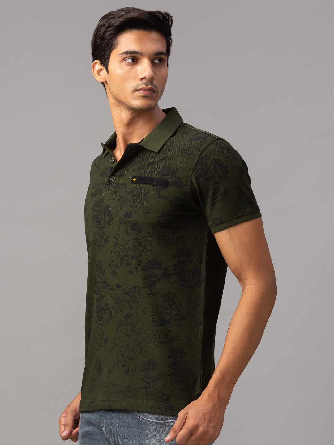 Spykar Men Green Cotton Slim Fit Polo T-Shirt