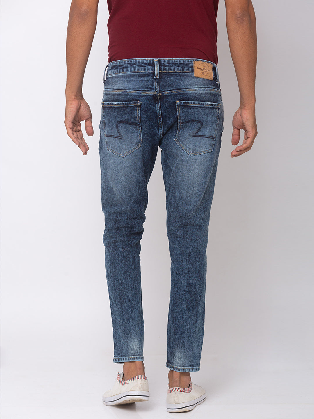 Spykar Men Mid Blue Cotton Tapered Fit Jeans