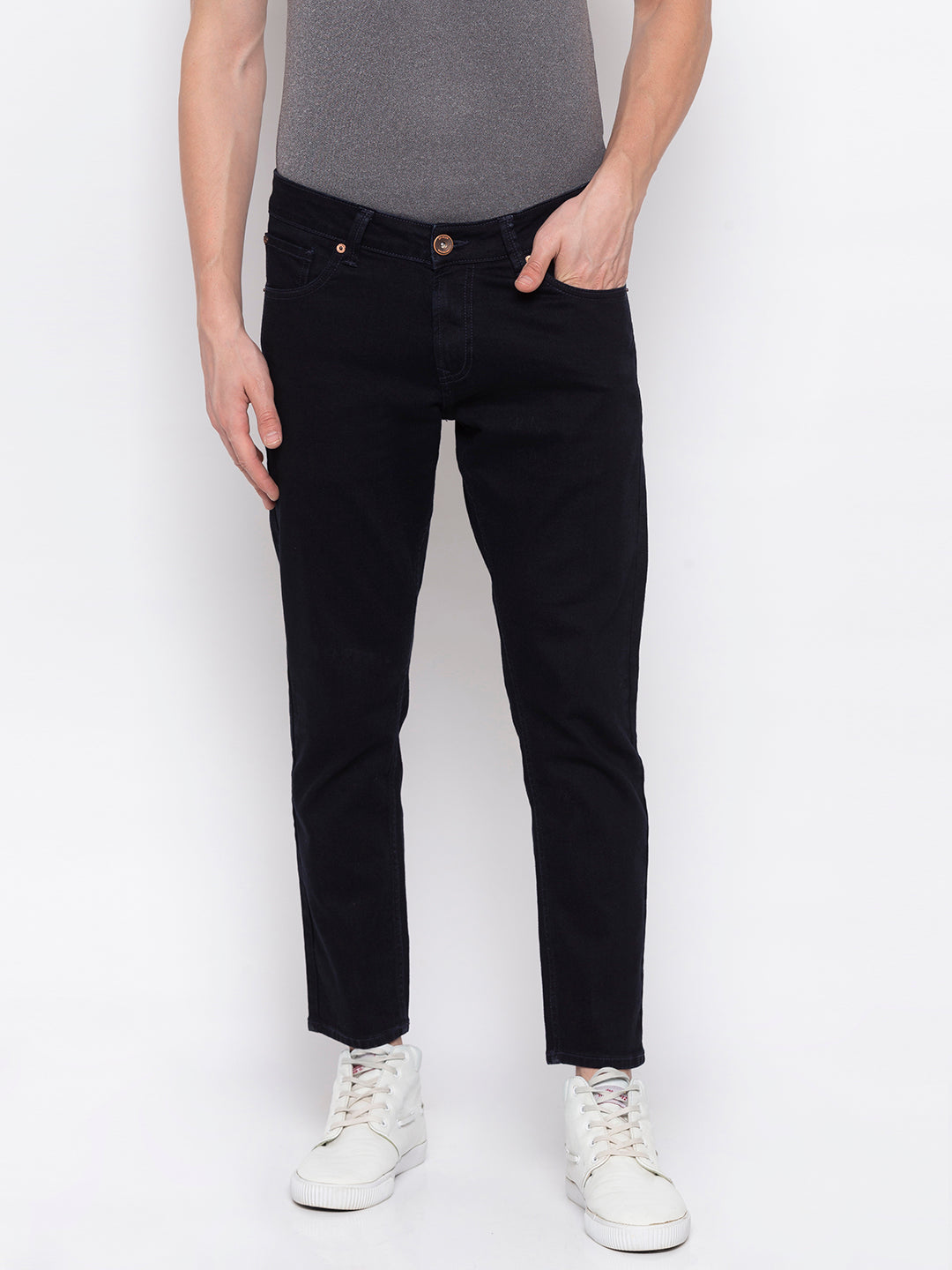 Spykar Men Black Cotton Slim Fit Tapered Length Jeans (Kano)