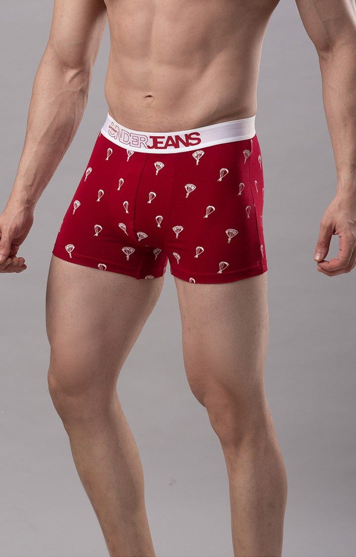 Underjeans By Spykar Men Maroon Solid Trunks