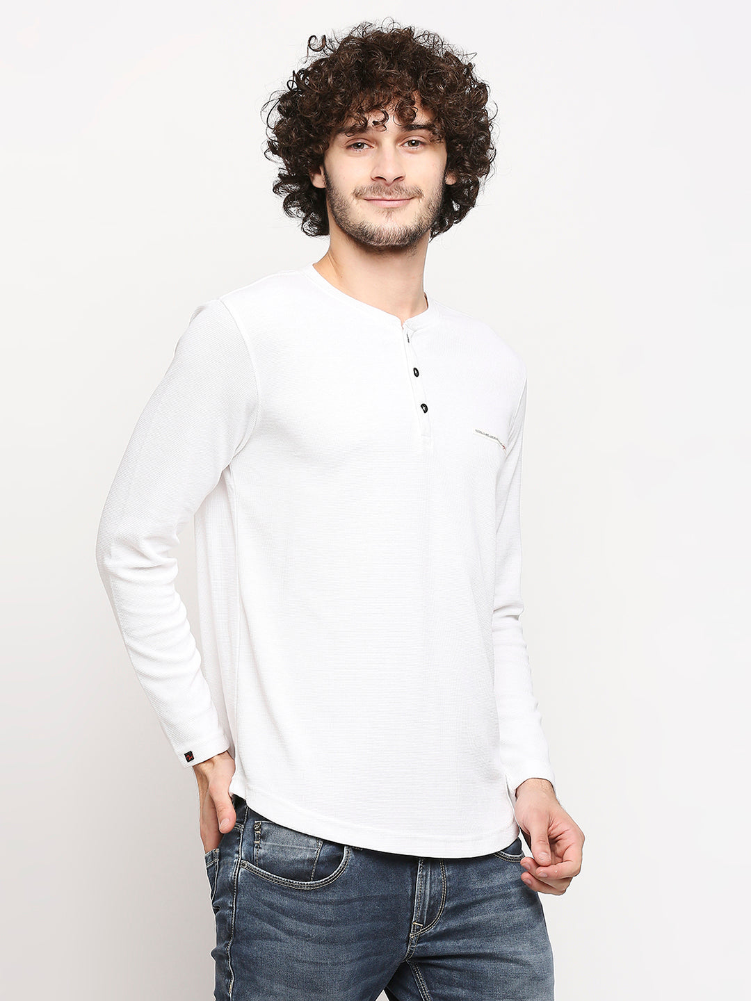 Spykar Men White Cotton Slim Fit M and arin T-Shirt