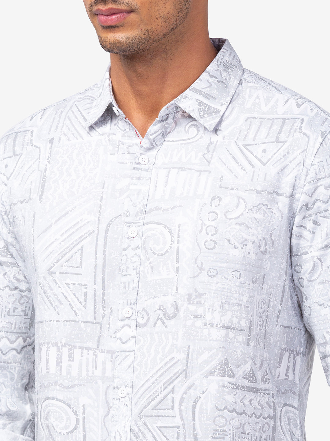 Spykar Men Stone Cotton Slim Fit Printed Shirts