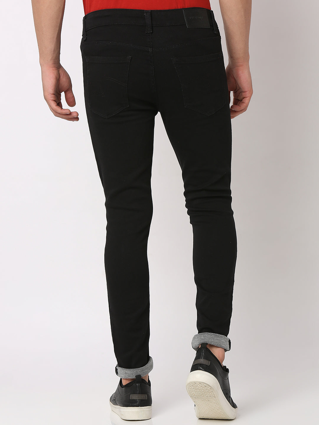 Spykar Men Black Cotton Super Slim Fit Tapered Length Jeans (Super Skinny)