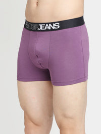 Men Premium Dull Purple & Black Cotton Blend Trunk - Pack Of 2- Underjeans By Spykar