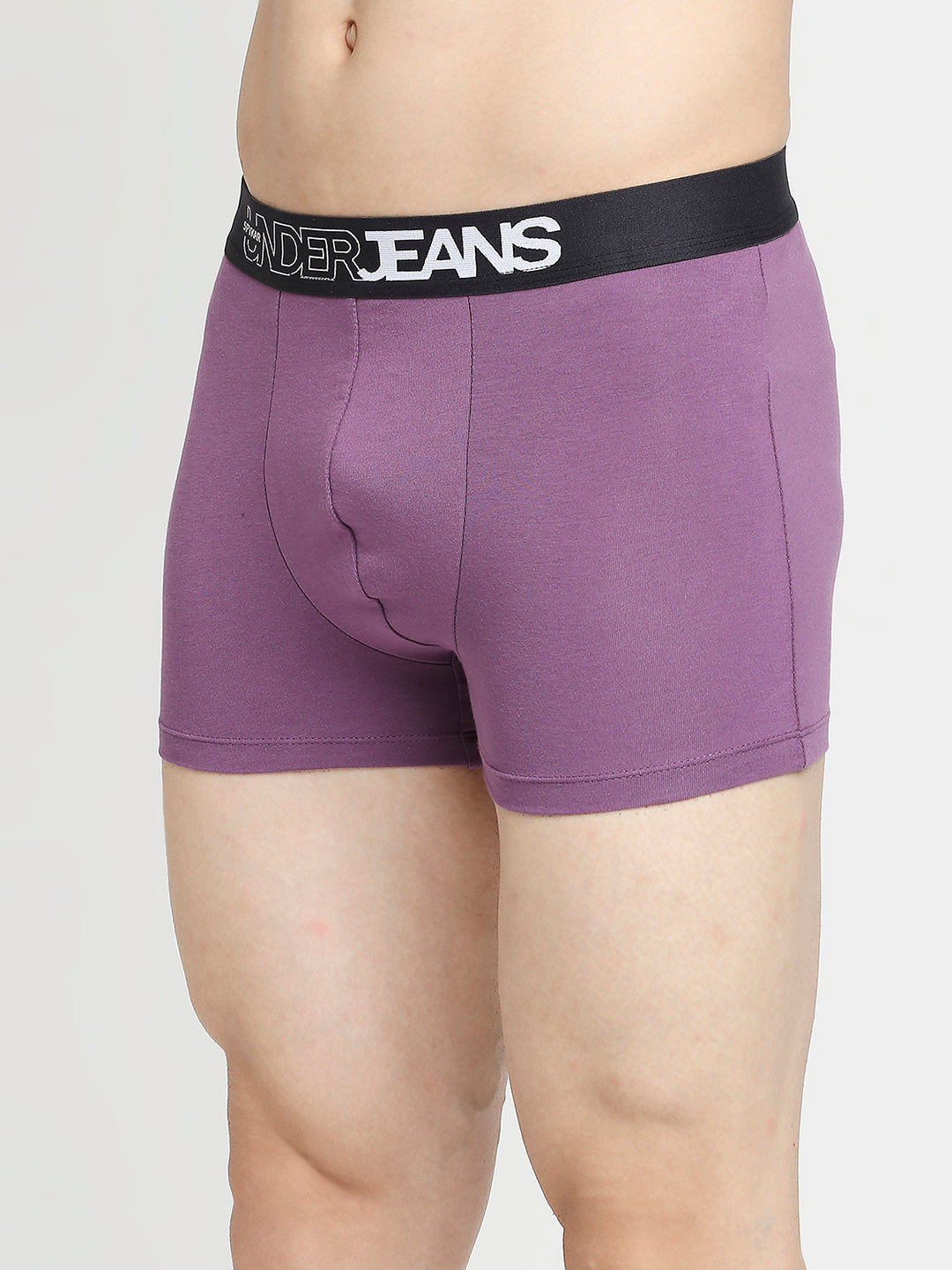 Men Premium Dull Purple & Black Cotton Blend Trunk - Pack Of 2- Underjeans By Spykar