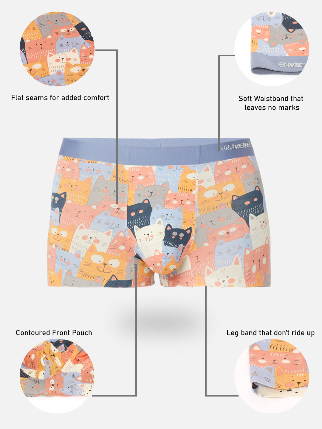 Men Orange Printed Super Premium Bonded Elastic Trunk - UnderJeans by Spykar