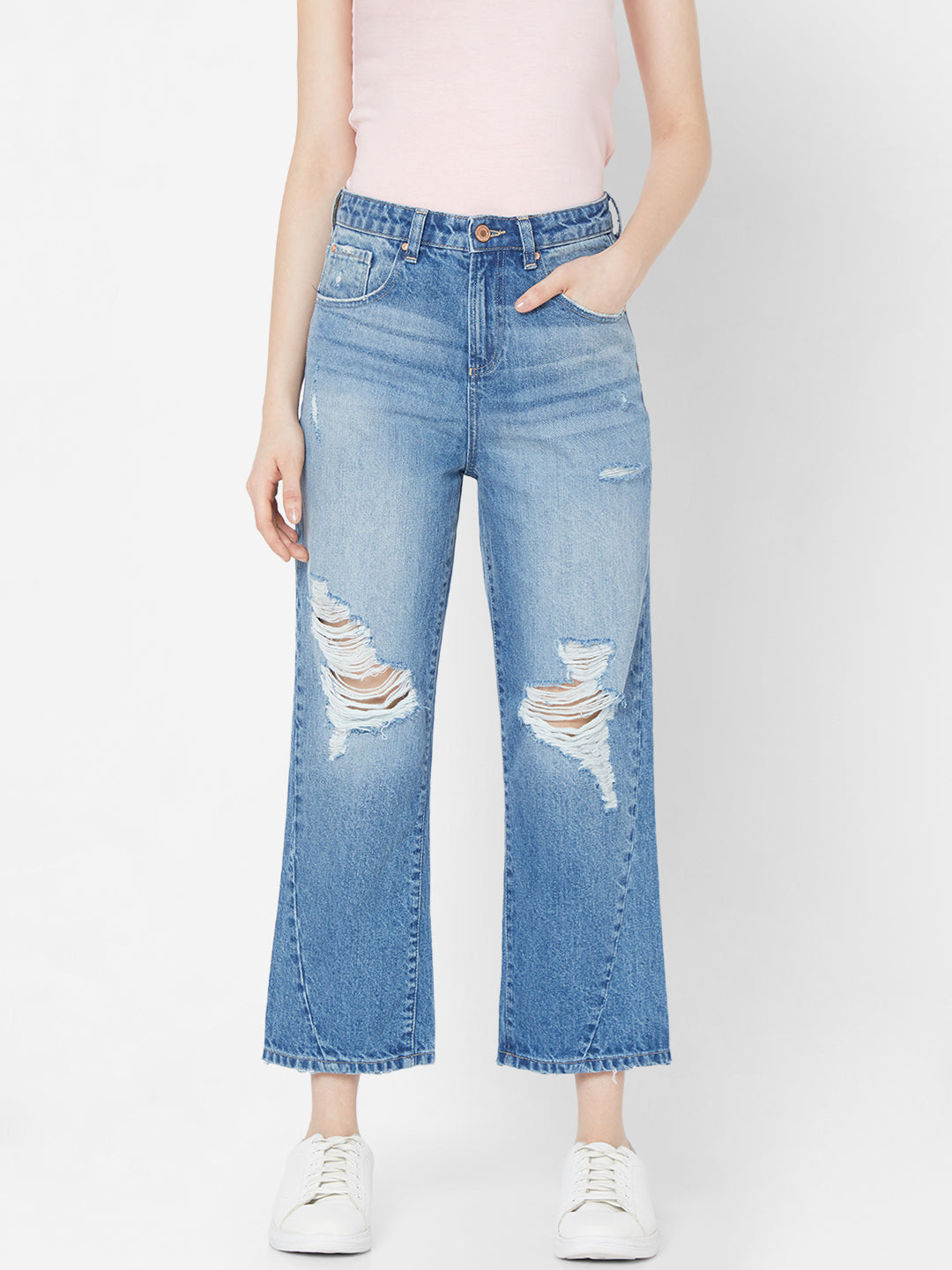 Spykar Women Blue Cotton Skinny Fit Regular Length Jeans (YNR)