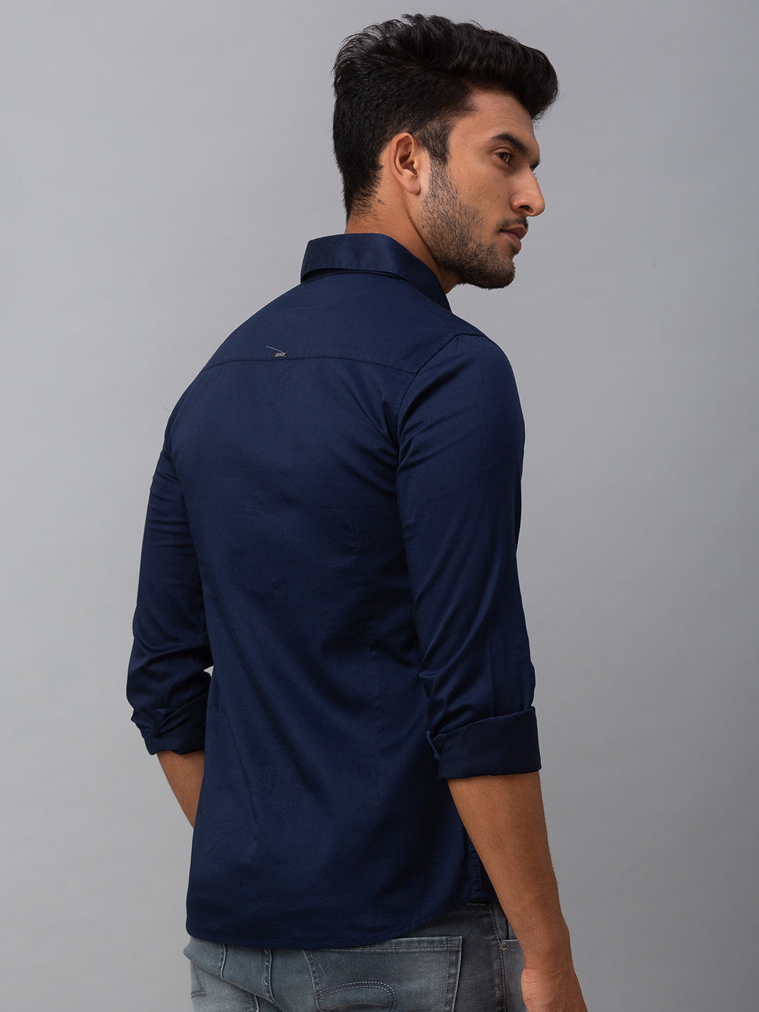 Spykar Men Blue Cotton Slim Fit Shirt