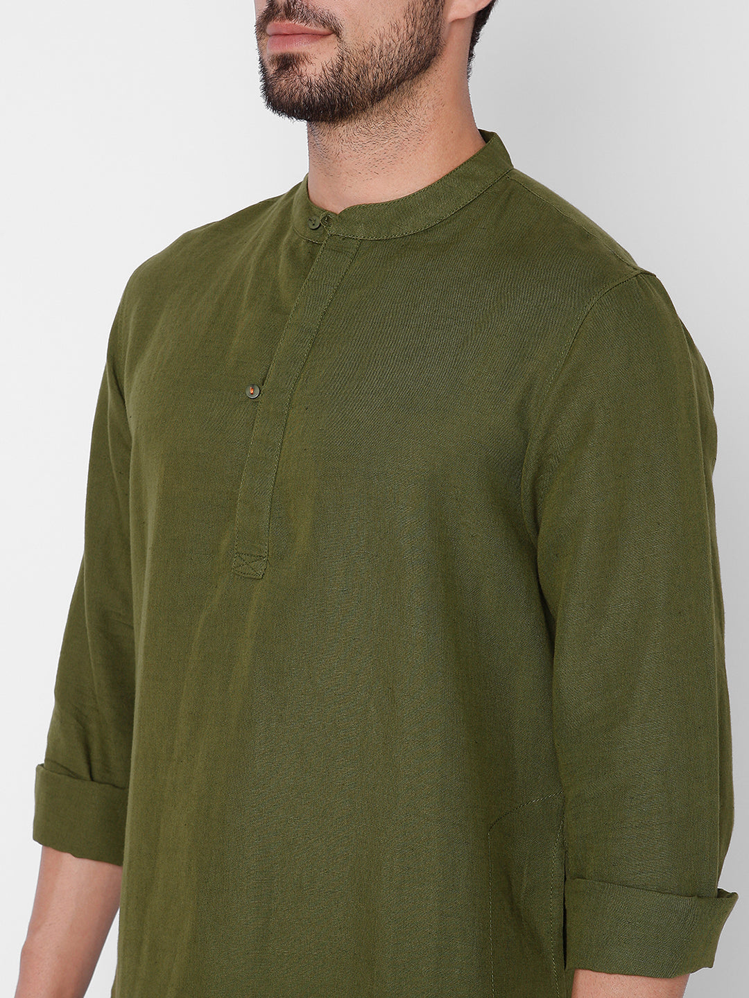 Spykar Regular Fit Men Cotton Green Kurta