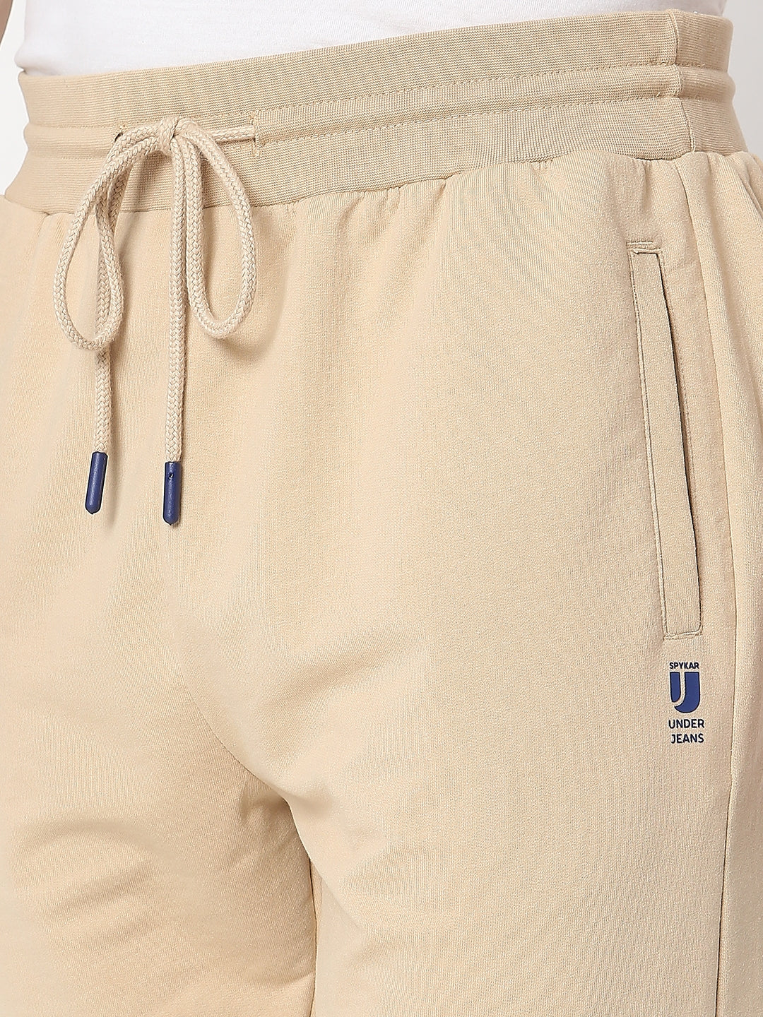 Underjeans by Spykar Men Premium Knitted Beige Shorts