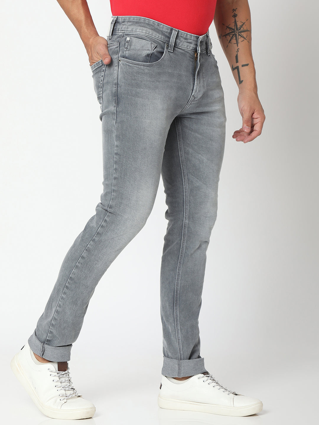 Spykar Men Grey Slim Fit Narrow Length Jeans (Skinny)