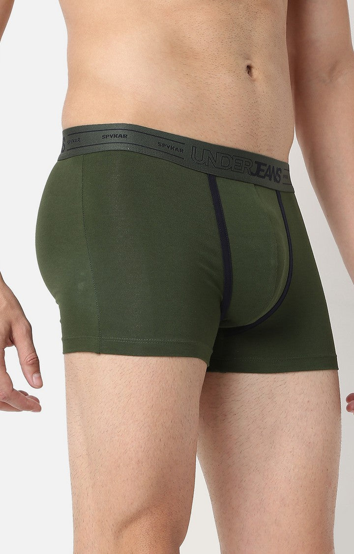 Men Premium Olive Cotton Trunk - Underjeans By Spykar