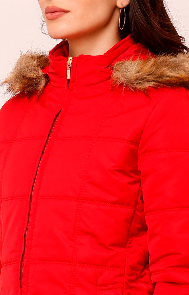 Spykar Women Red Solid Front Open Jacket