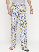 Men Premium Yellow & Grey Cotton Regular Fit Pyjama- Underjeans By Spykar