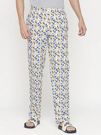 Men Premium Yellow & Grey Cotton Regular Fit Pyjama- Underjeans By Spykar