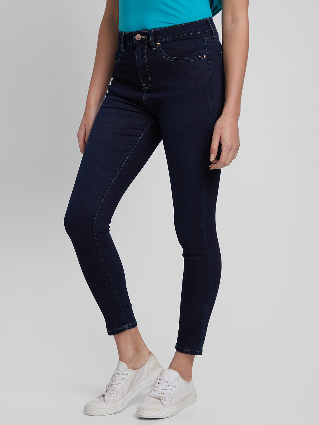 Spykar Women Dark Blue Lycra Super Skinny Fit Ankle Length Jeans (Alexa)