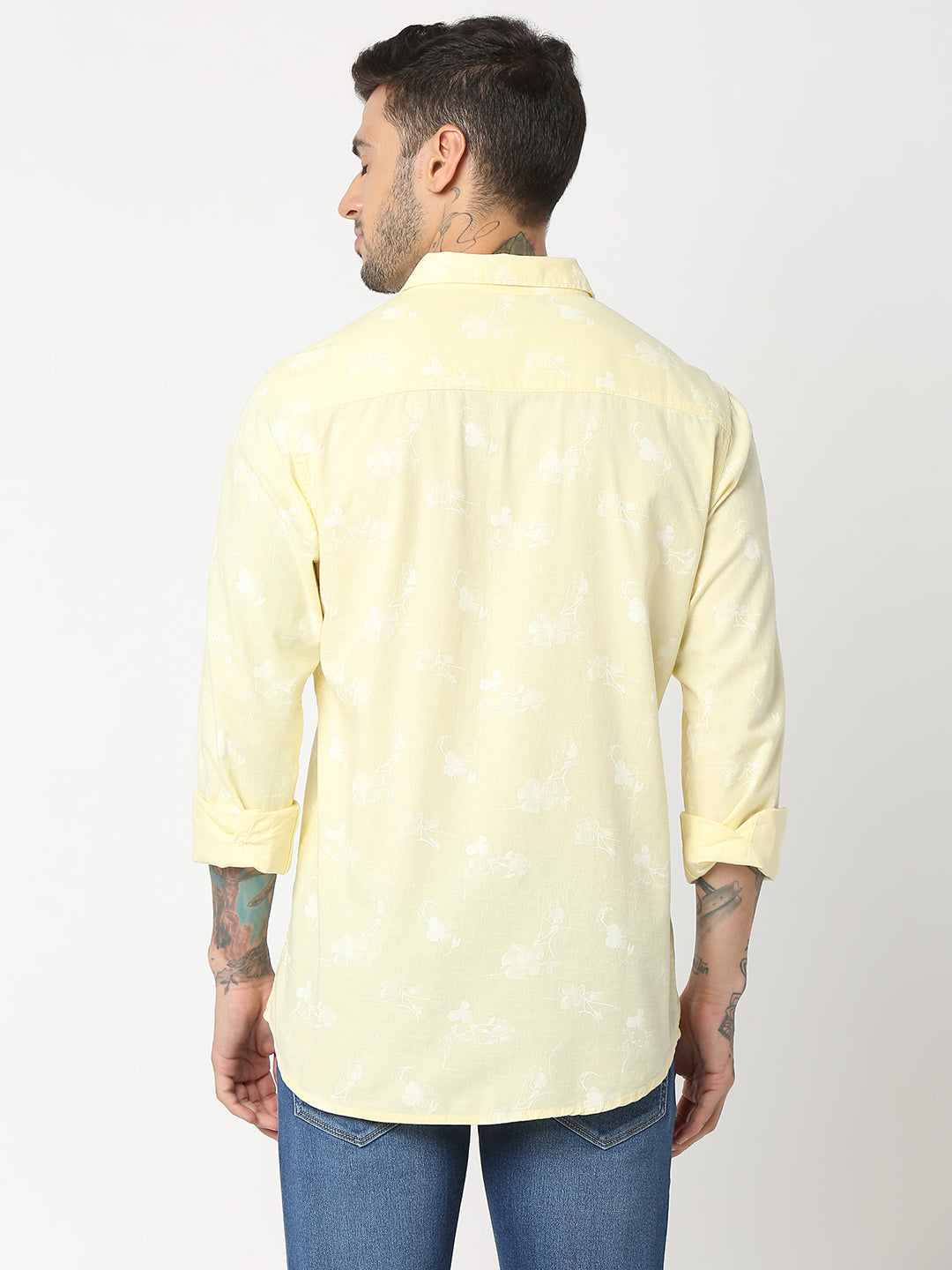 Spykar Men Lemon Cotton Slim Fit Printed Shirts