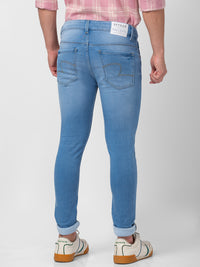 Spykar Men Light Blue Cotton Super Slim Fit Ankle Length Jeans (Super Skinny )