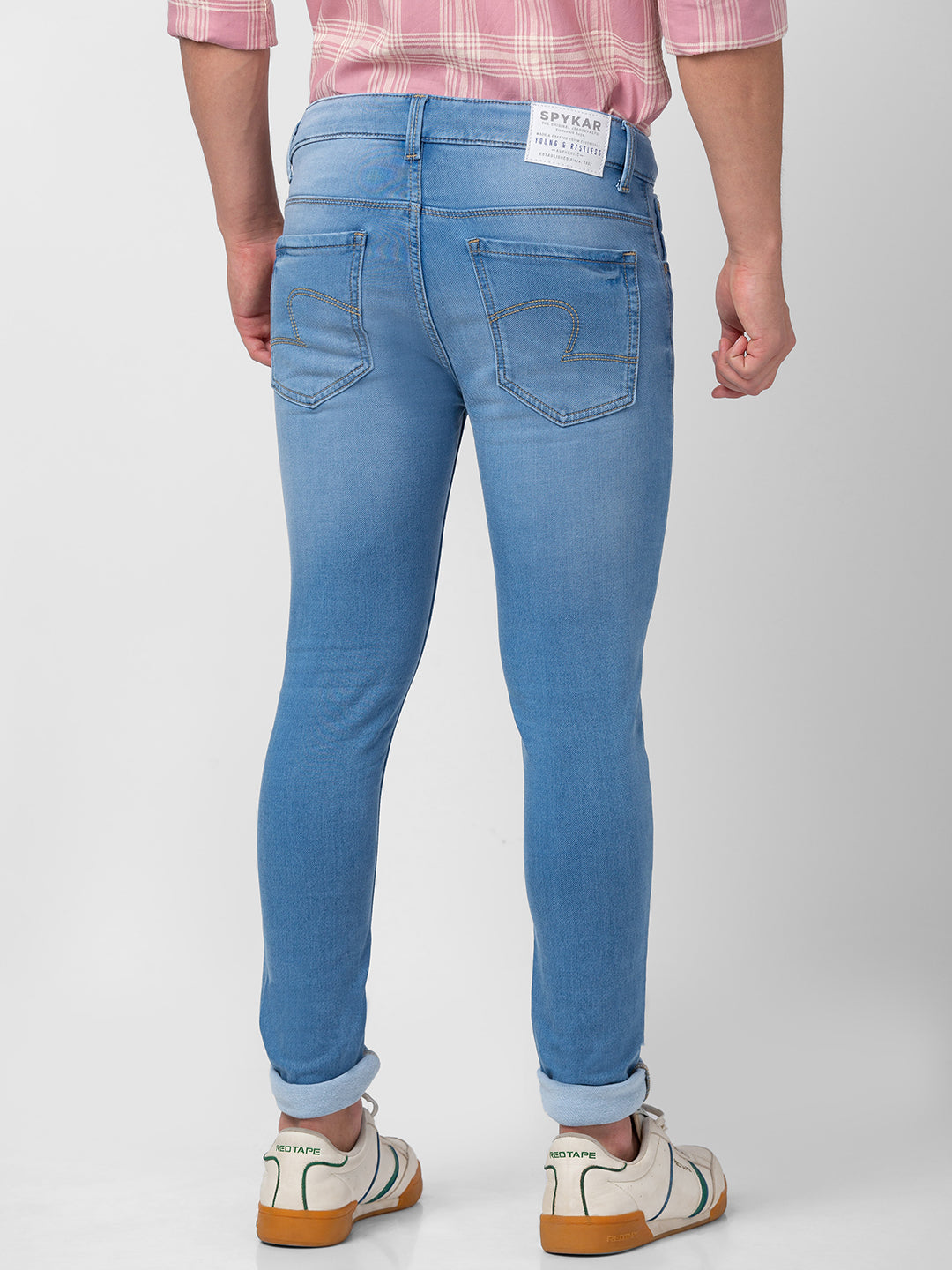 Spykar Men Light Blue Cotton Super Slim Fit Ankle Length Jeans (Super Skinny )