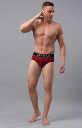 Red Cotton Brief For Men Premium - (Pack Of 2)- Underjeans By Spykar