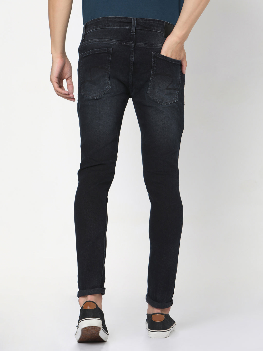 Spykar Men Black Cotton Super Slim Fit Tapered Length Jeans (Super Skinny)