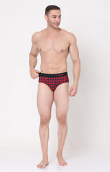 Blue-Check Cotton Brief For Men Premium- Underjeans By Spykar