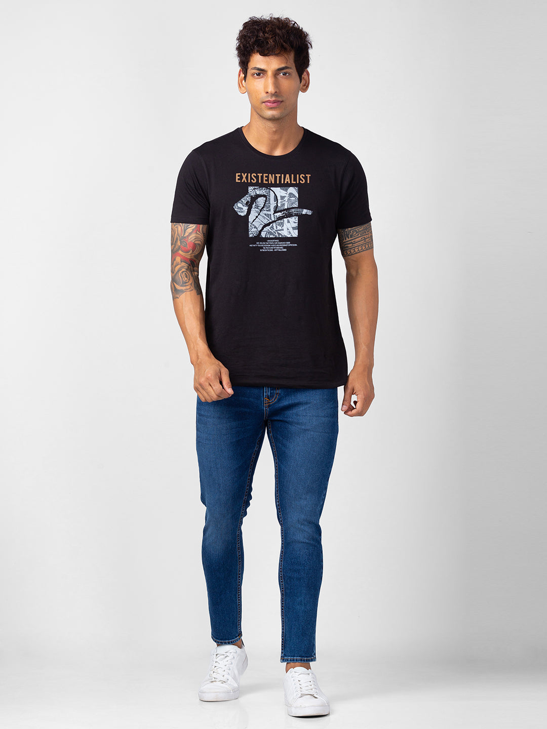 Spykar Men Mid Blue Cotton Slim Fit Tapered Length Jeans (Kano)