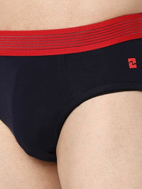 Underjeans By Spykar Men Premium Navy & Black Cotton Blend Regular Fit Brief - Pack Of 2