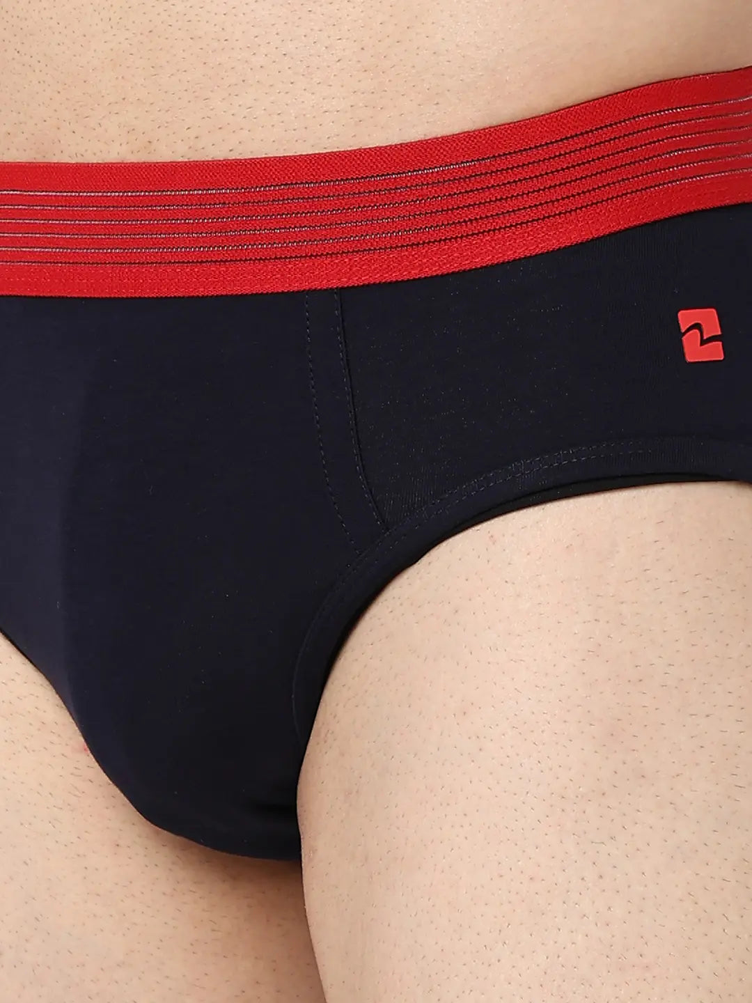 Underjeans By Spykar Men Premium Navy & Black Cotton Blend Regular Fit Brief - Pack Of 2