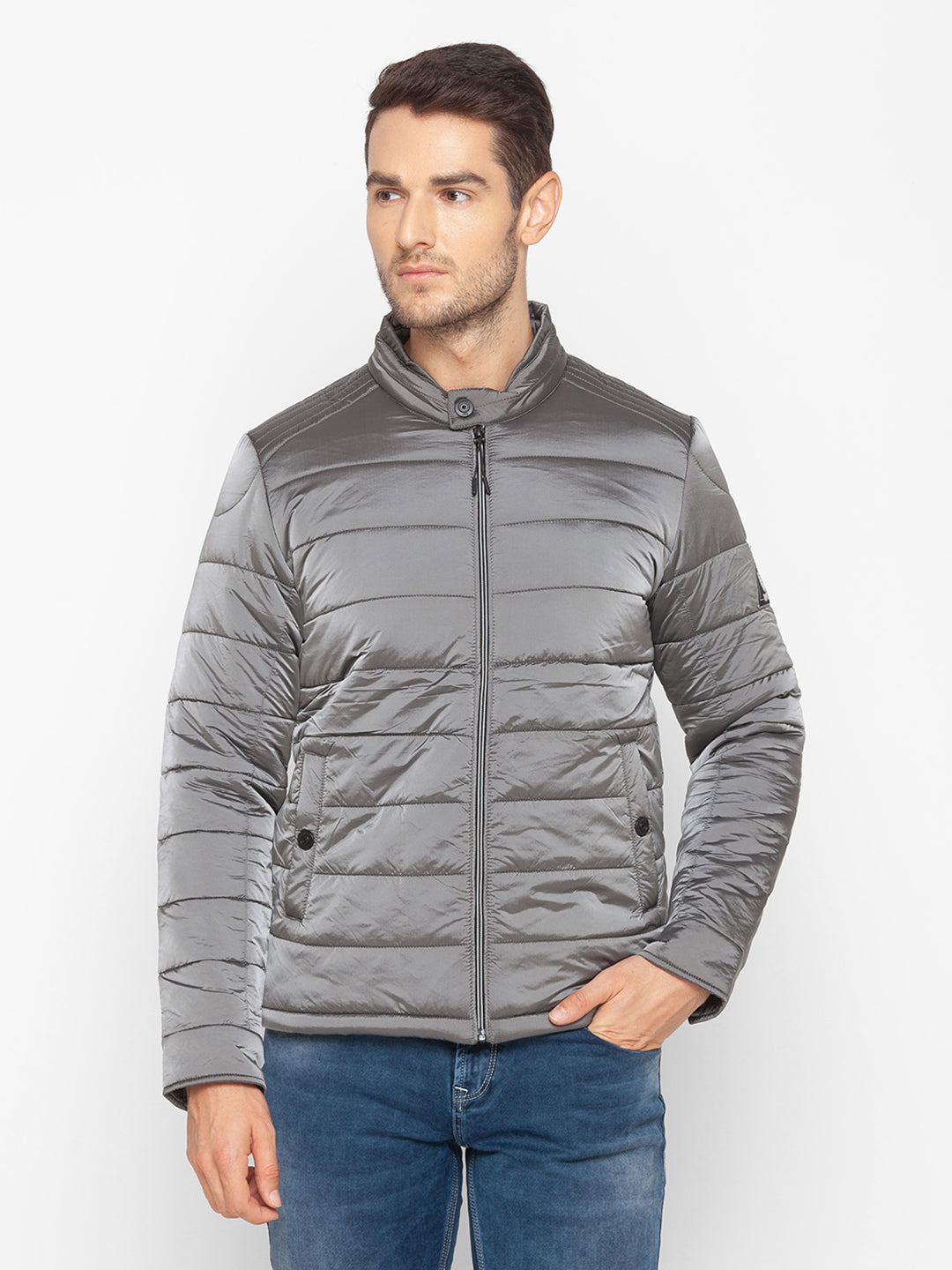 Buy Men Grey Solid Full Sleeves Casual Jacket Online - 633277 | Allen Solly