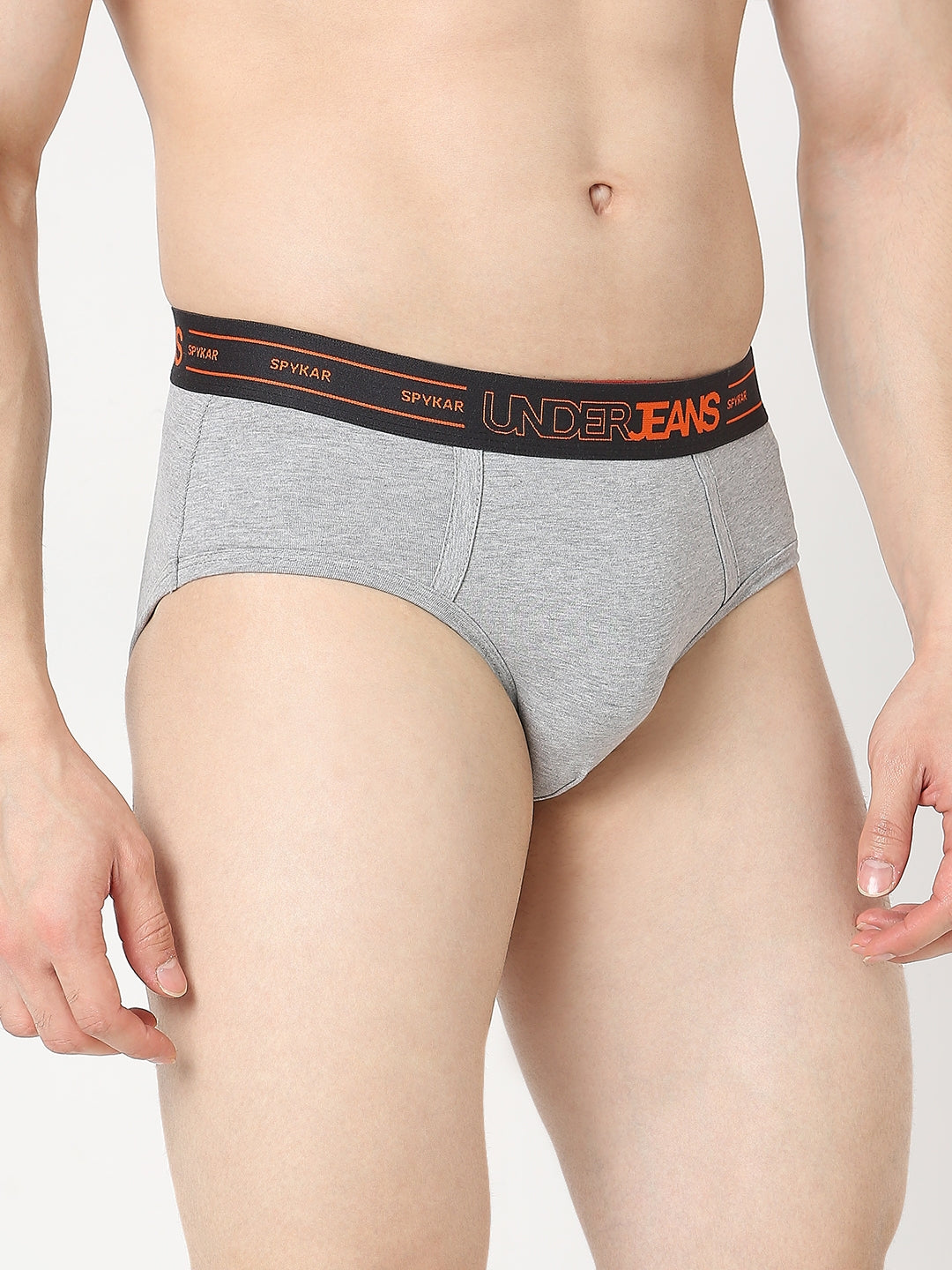 Underjeans by Spykar Men Premium Grey Melange Brief