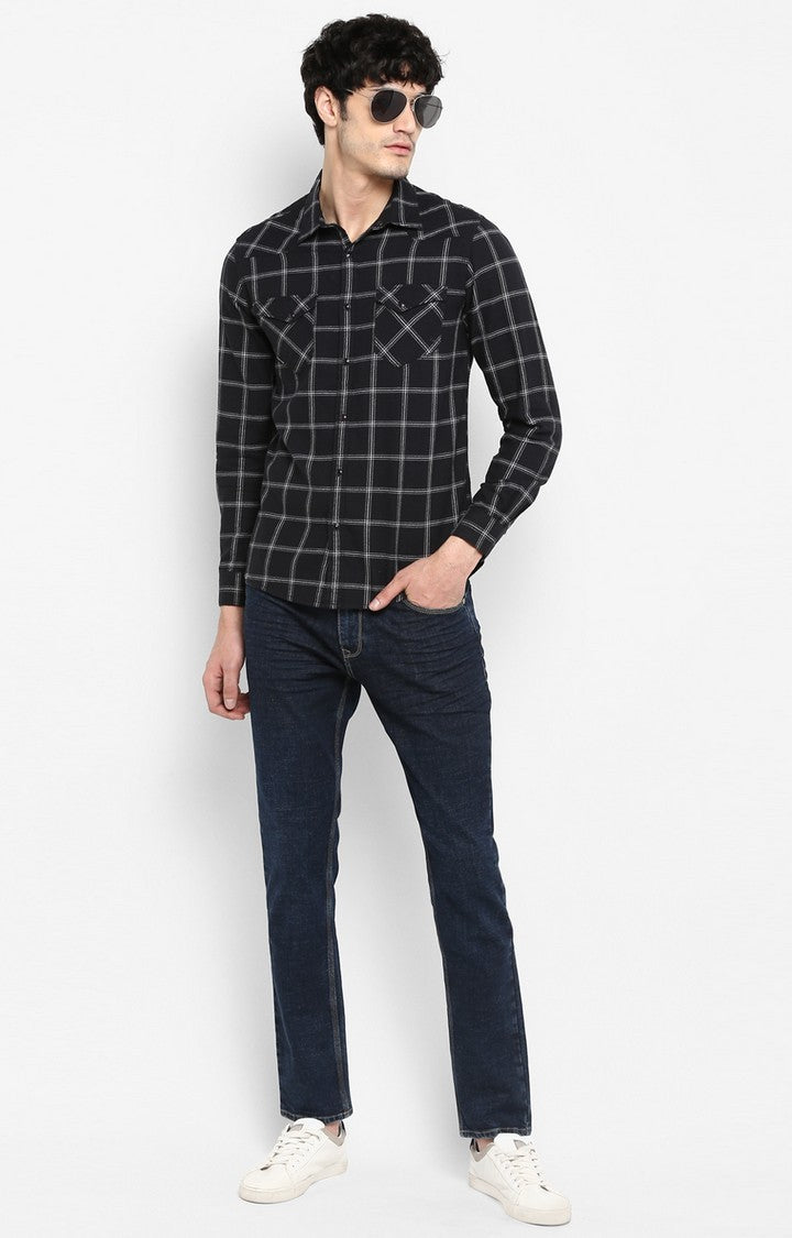 Spykar Men'S Black Cotton Checked Casual Shirts