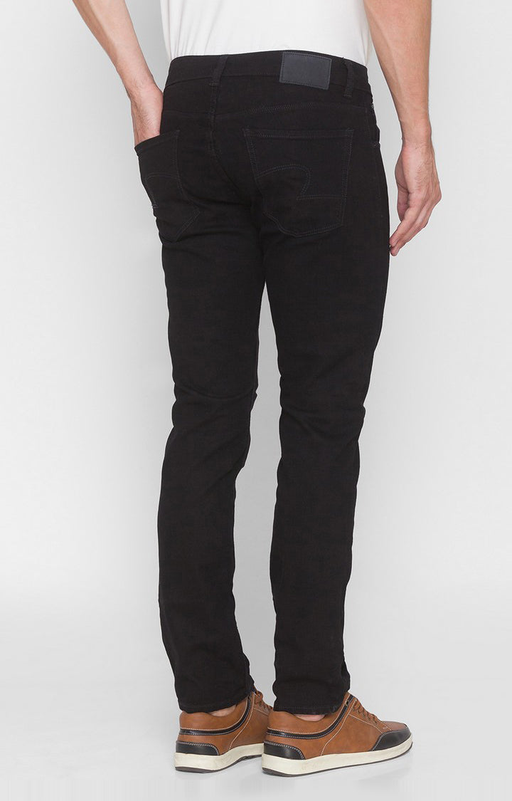 Spykar Black Cotton Stretch Regular Fit Narrow Length Jeans (Rover)