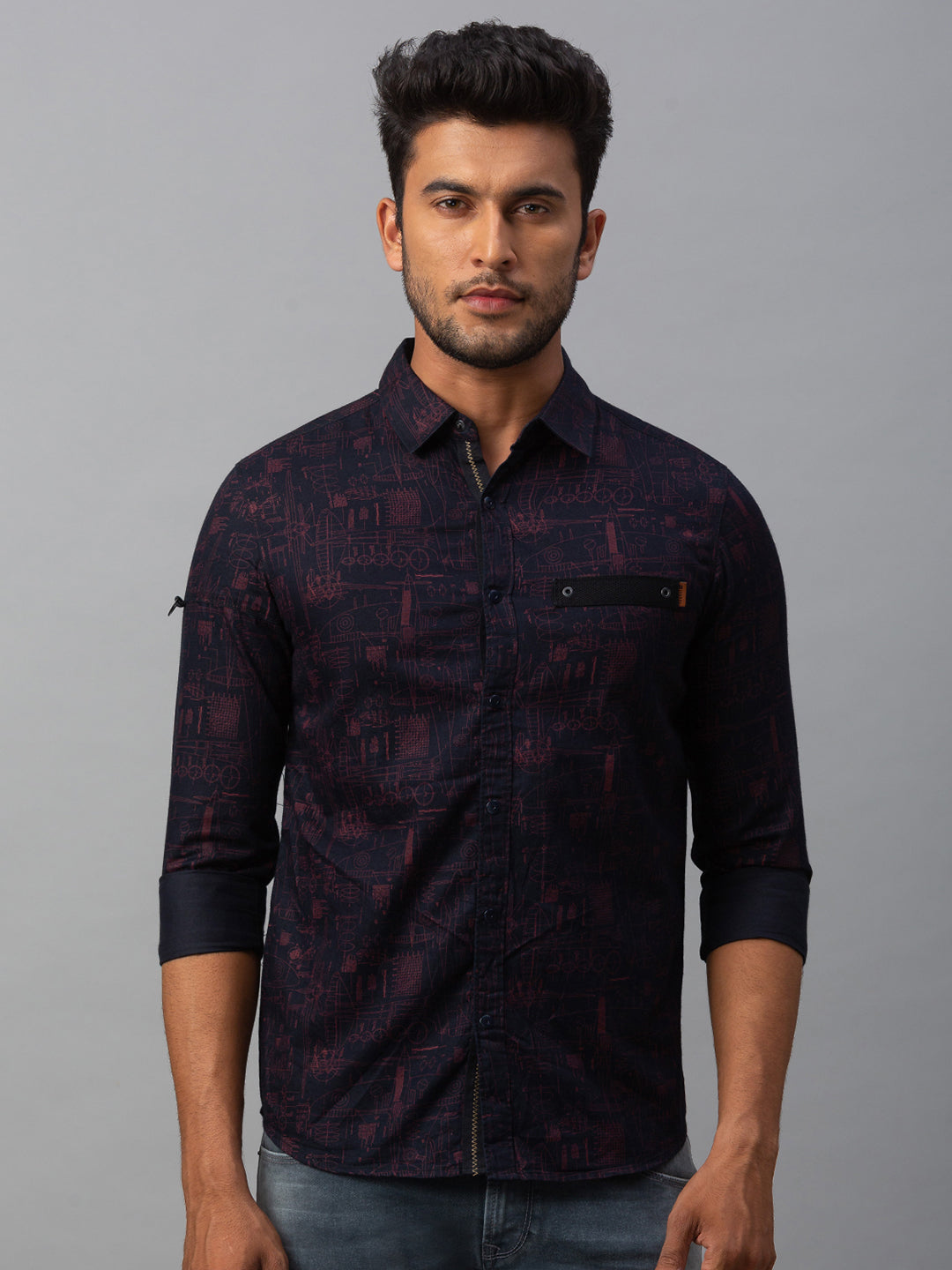 Spykar Men Black Cotton Slim Fit Shirt