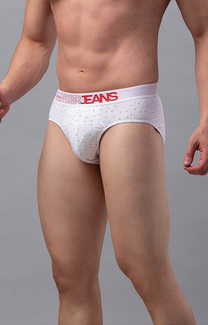 White Cotton Blend Brief For Men Premium- Underjeans By Spykar