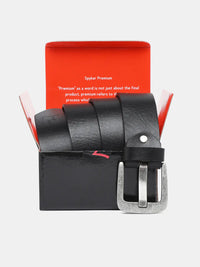 Spykar Black Leather Belt & Wallet Combo
