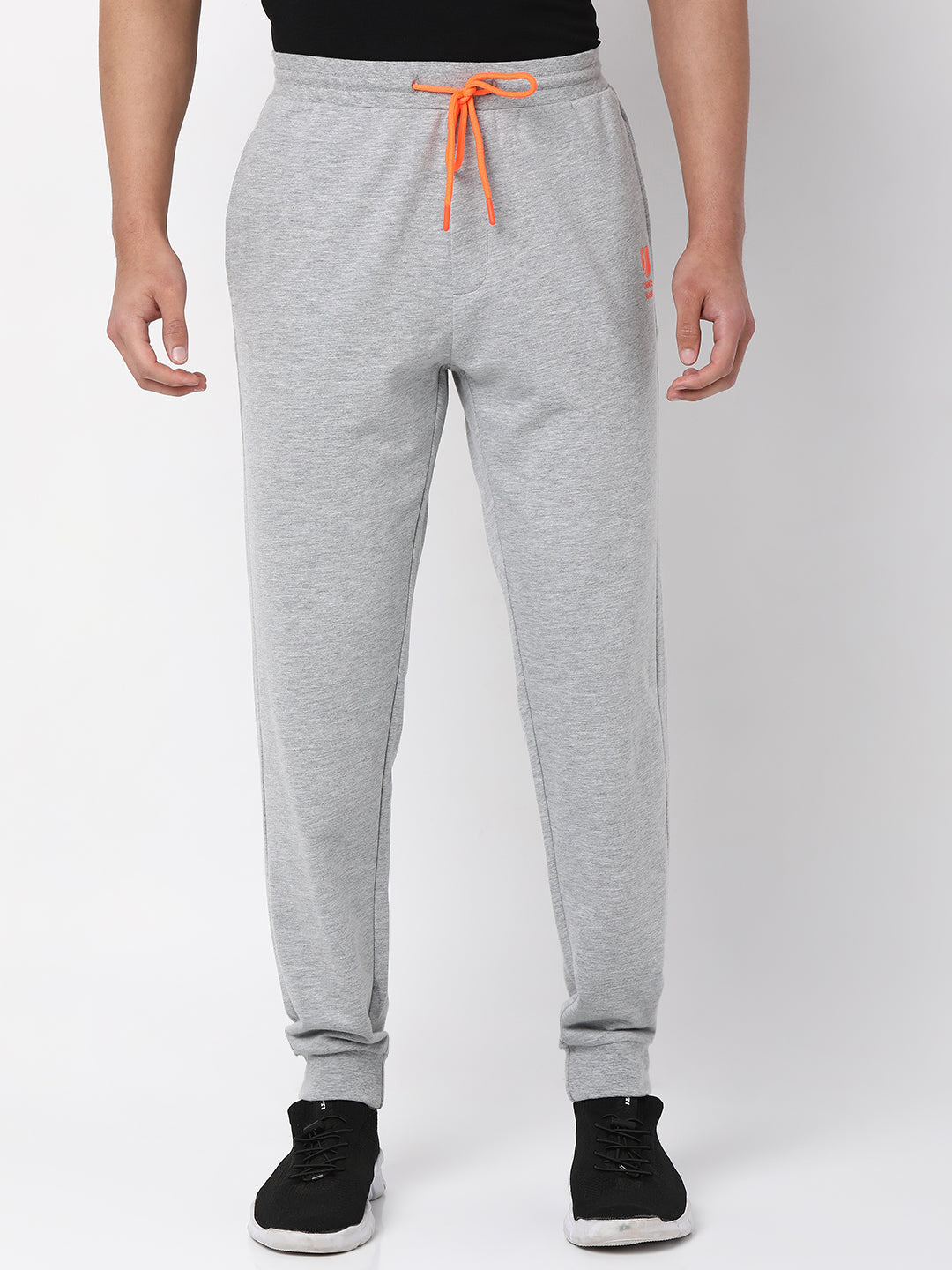 Men Premium Cotton Blend Knitted Grey Trackpant- Underjeans By Spykar
