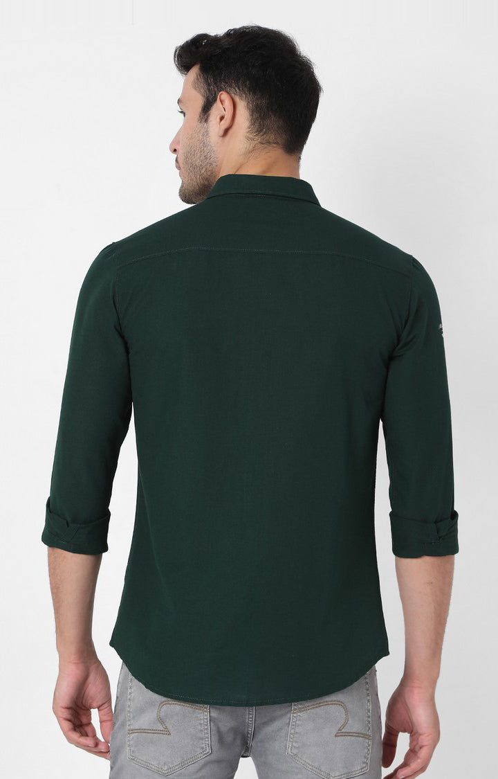 Spykar Men Green Cotton Slim Fit Shirts