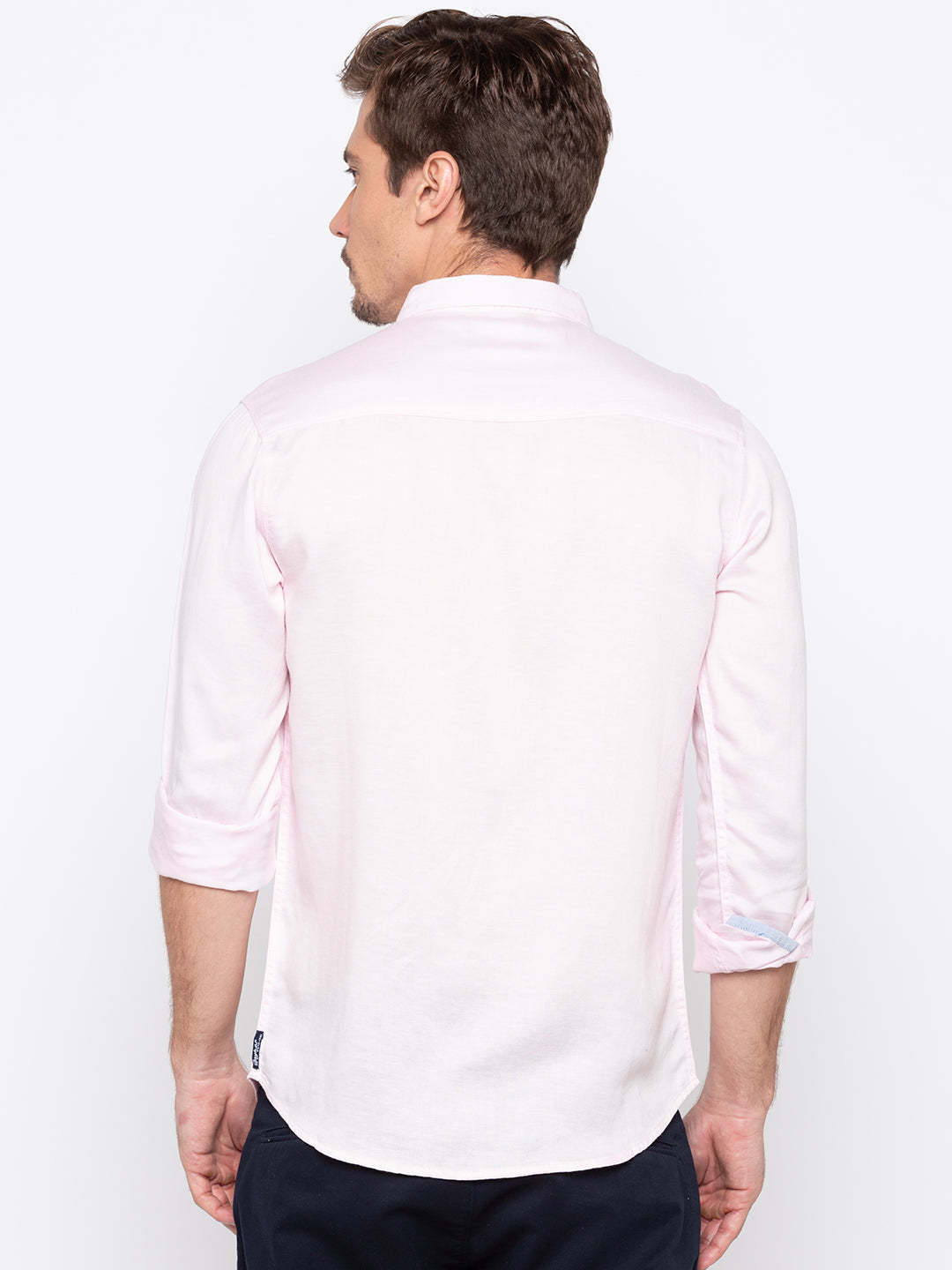 Spykar Men Light Pink Solid Slim Fit Casual Shirt