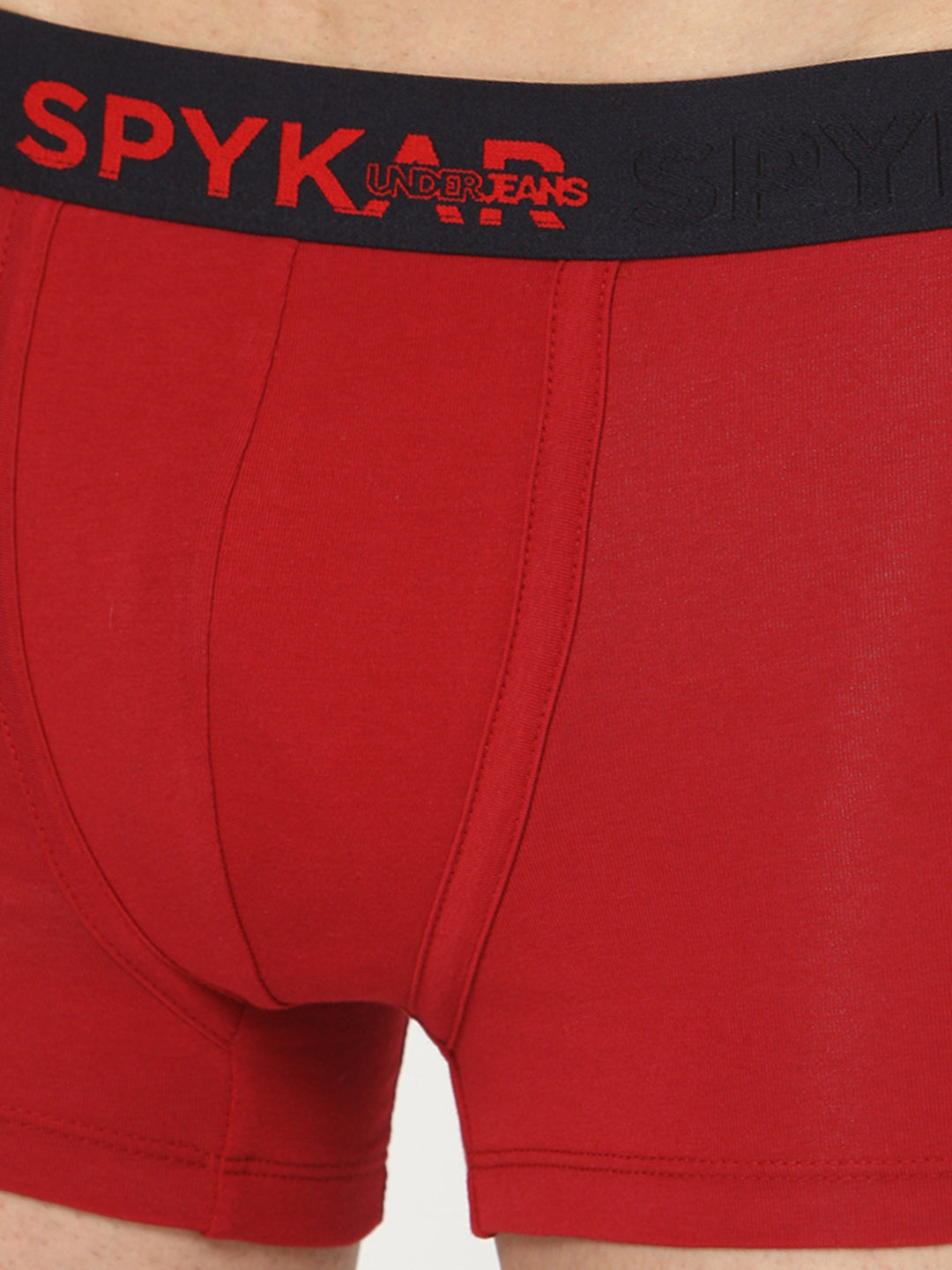 Men Premium Maroon Cotton Blend Trunk- Underjeans By Spykar