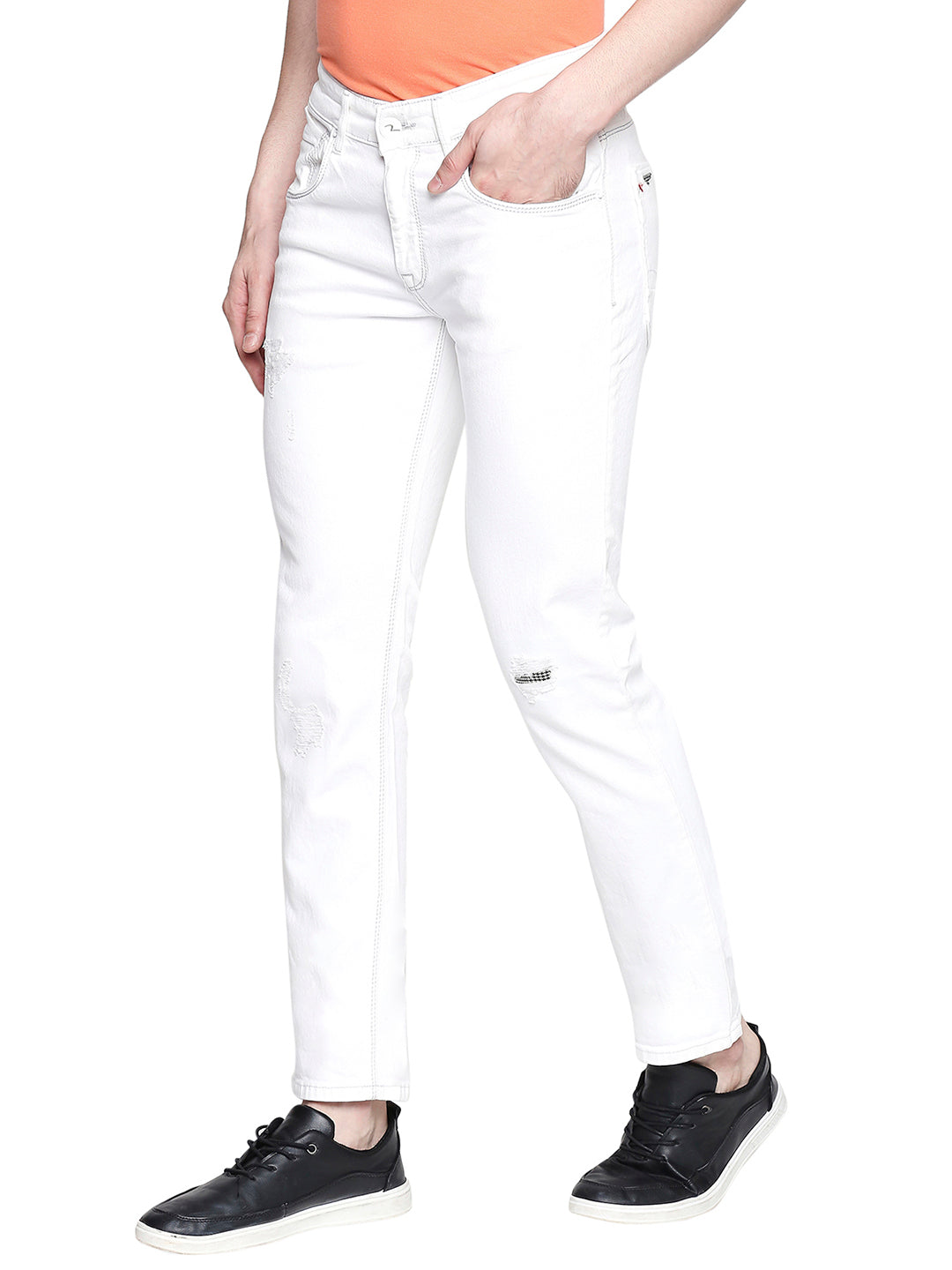 Spykar Cotton White Jeans For Men (Actif)