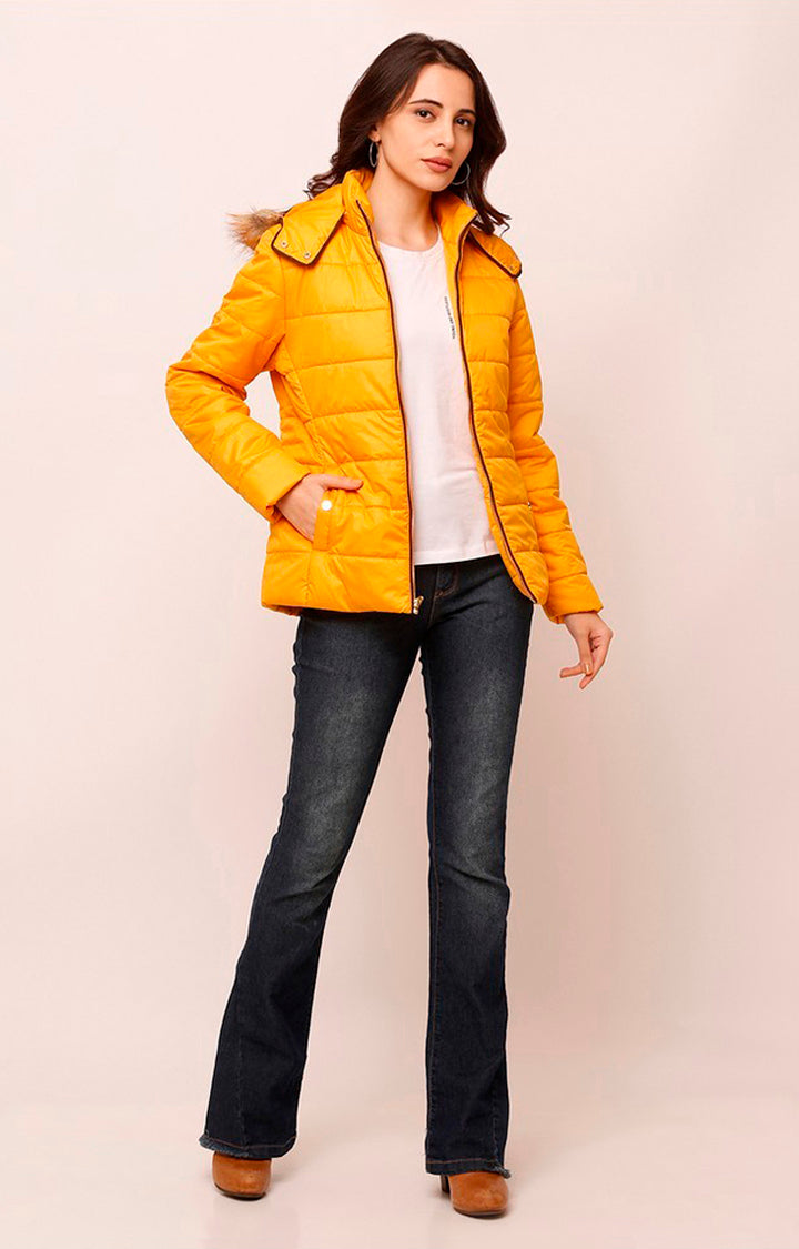 Spykar Women Yellow Solid Front Open Jacket