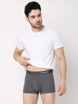 Underjeans By Spykar Men Premium Mid Grey Cotton Blend Regular Fit Trunk