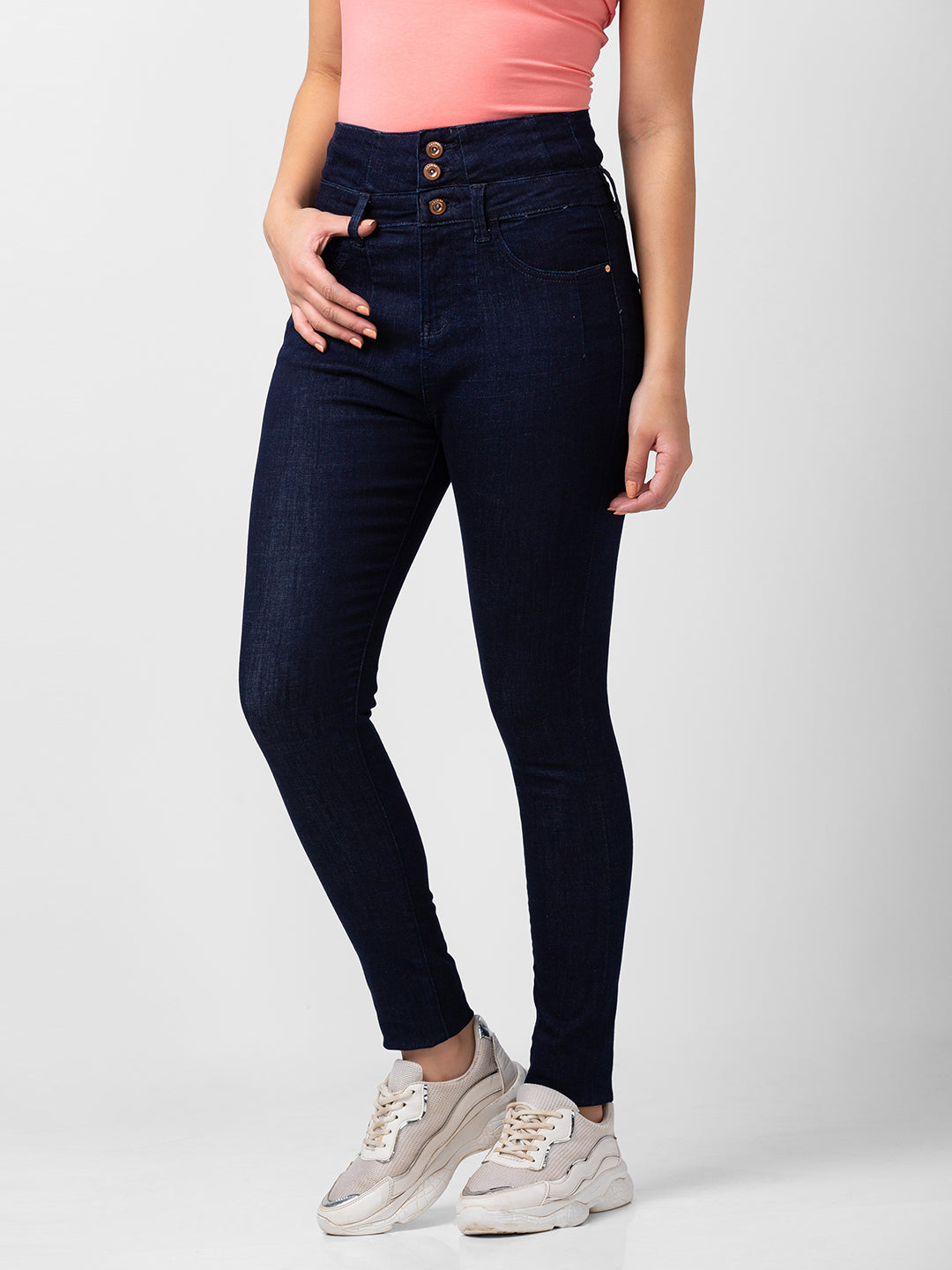 Spykar Women Dark Blue Lycra Skinny Fit Regular Length Jeans (Adora)